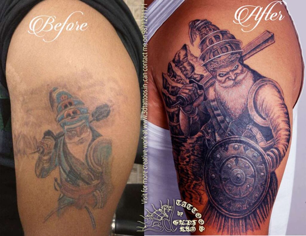 dark cover up tattoo ideas male and female or baba jeet singh coverup tattoo.